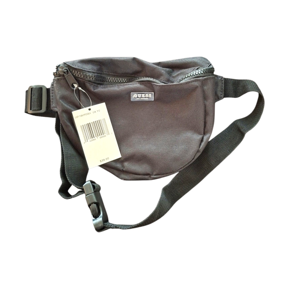 NEW Guess Black Belt Bag with Adjustable Straps and Contoured Design